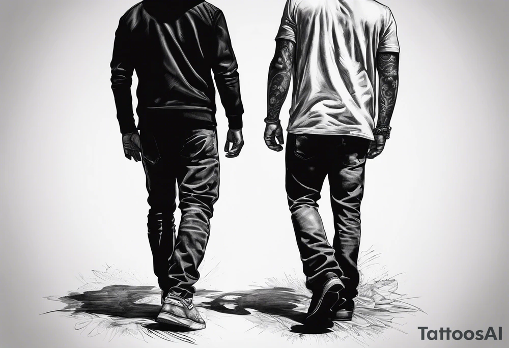 2 Black shadows of people standing over 2 black shadows of people they had just shot tattoo idea