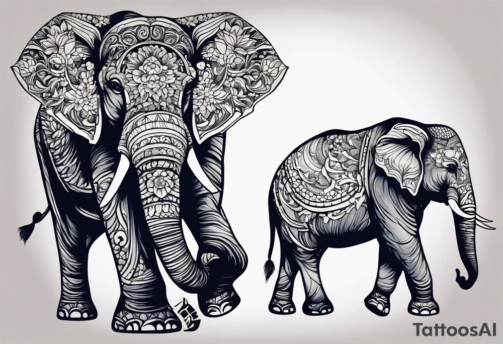 strength and resilience, feminine, elephant, colour tattoo idea