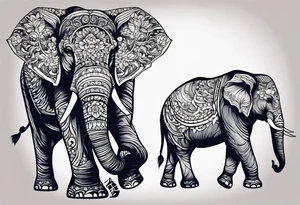 strength and resilience, feminine, elephant, colour tattoo idea