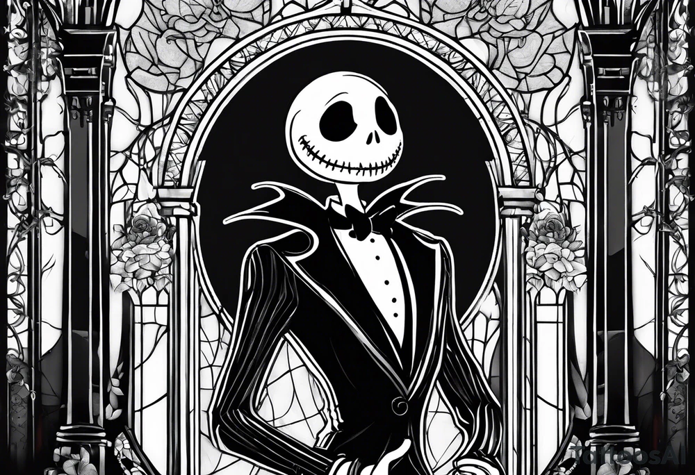 Jack Skellington with duomo of milano tattoo idea