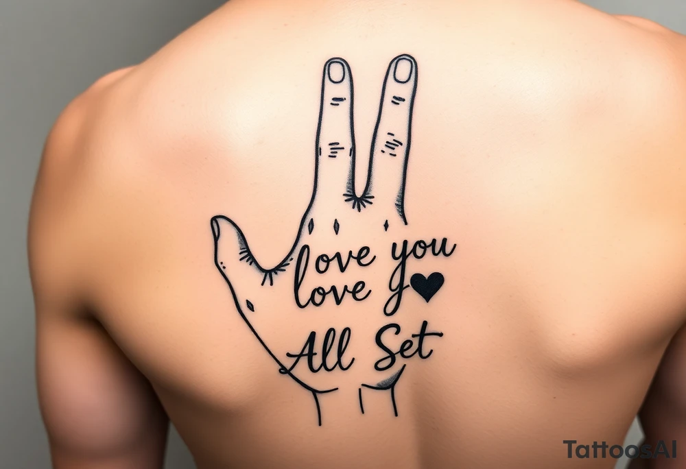 Hand signing I love you (do not show those words) with the words All Set tattoo idea