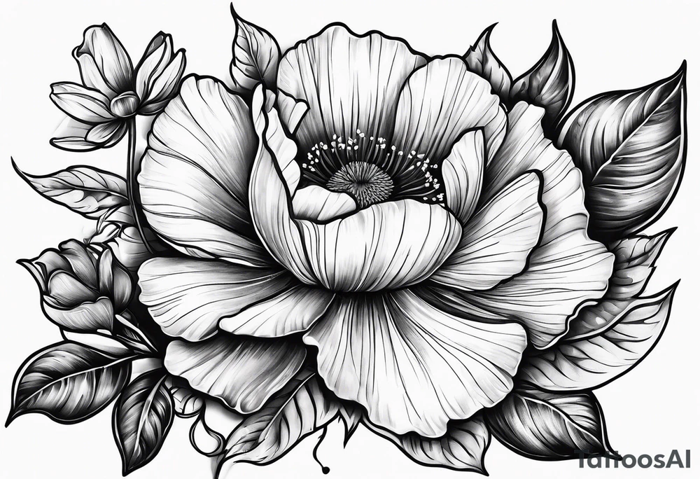 One poppy one rose two daisies tattoo idea
