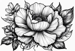 One poppy one rose two daisies tattoo idea