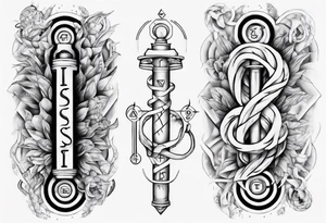 fine line asclepius with "T1D" at the top tattoo idea