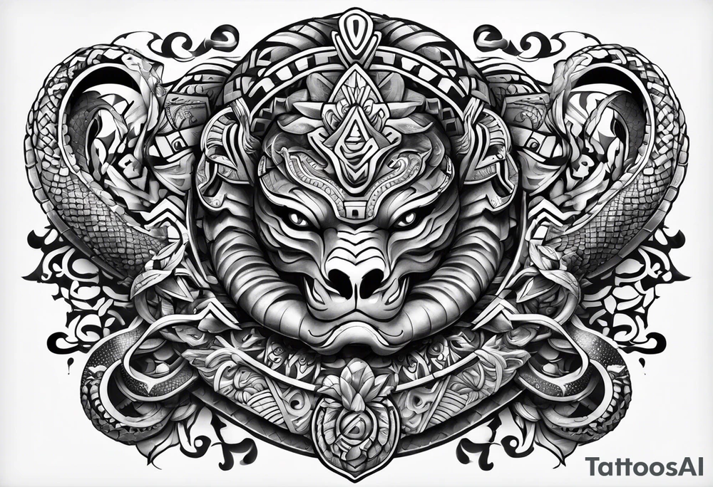 aztec snake sleeve tattoo idea