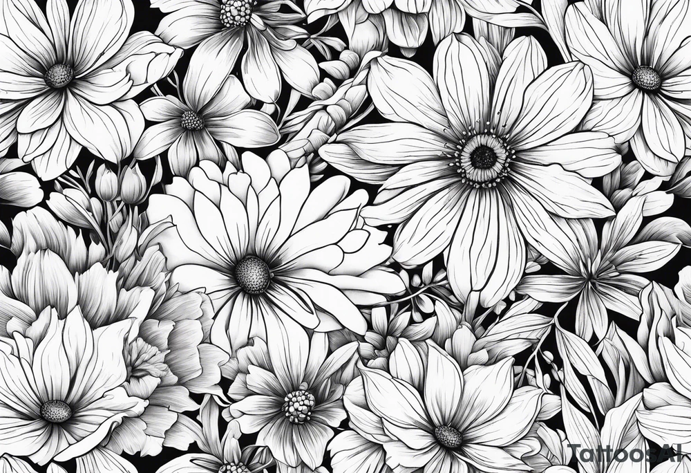 Wildflowers, smaller, vertical tattoo idea