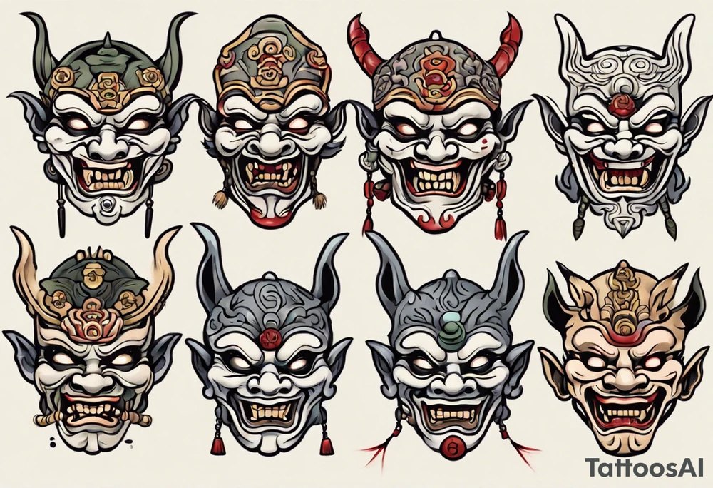 Traditional Korean Goblin mask tattoo idea