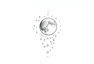 1x10^23 surrounded by cascade of stars and moon tattoo idea