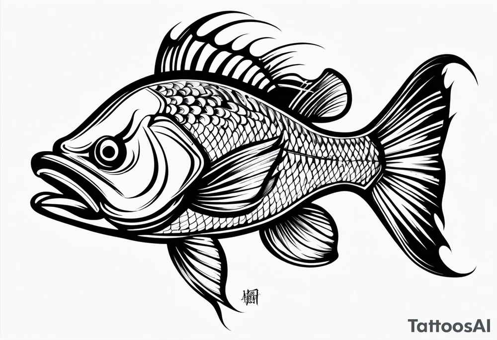 bass fish tribal tattoo idea