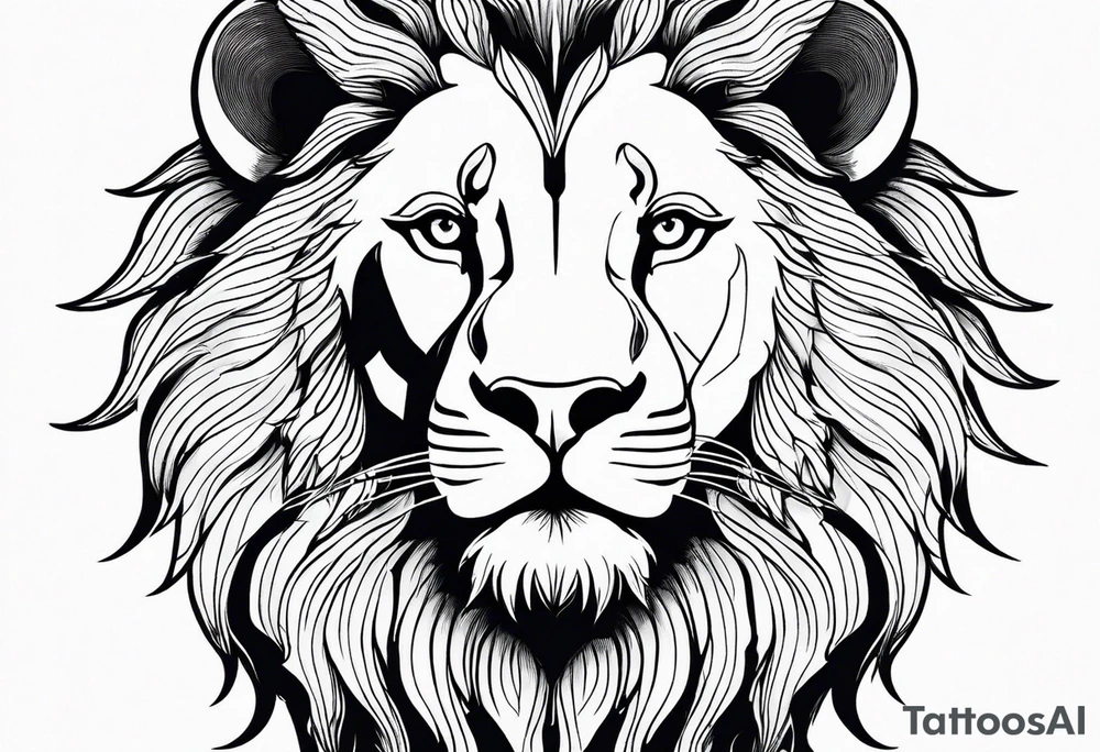 powerful majestic lion, close-up tattoo idea