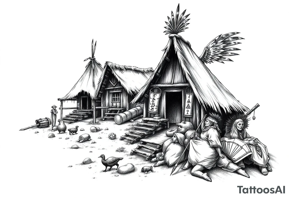 Native American settlement tattoo idea