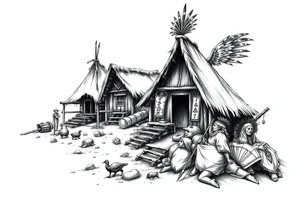 Native American settlement tattoo idea