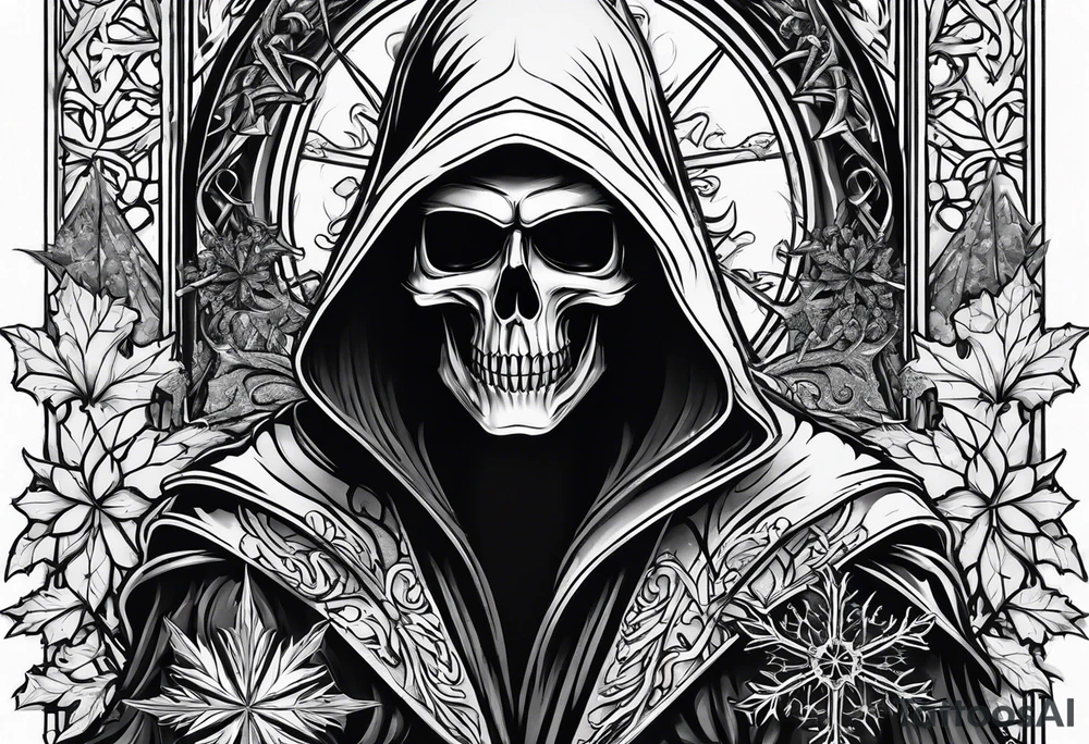 Grim reaper with snow flake tattoo idea