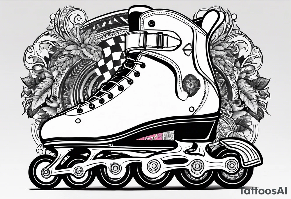 rollerskates with music tattoo idea