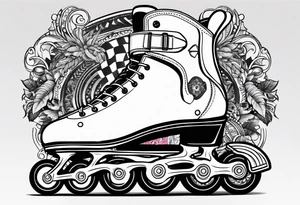 rollerskates with music tattoo idea