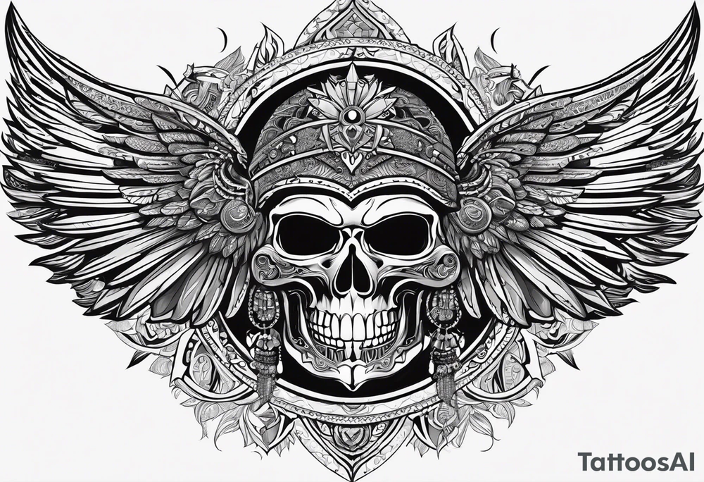 black kali, goddess pirate, alien, pachamama, valkrye, warrior, skull, lotus azul, wing, eagle, zenza resonance, stars, 5D tattoo idea
