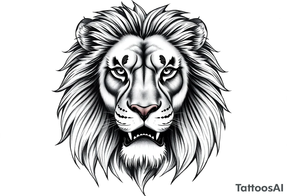 powerful majestic lion, close-up tattoo idea