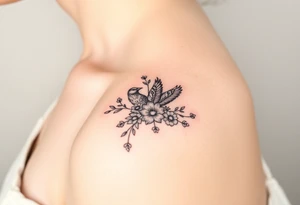 crows with flowers down my spine tattoo idea