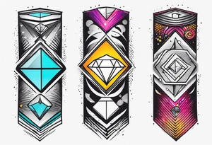 Sleeve on the forearm with a diamond in the middle for men tattoo idea