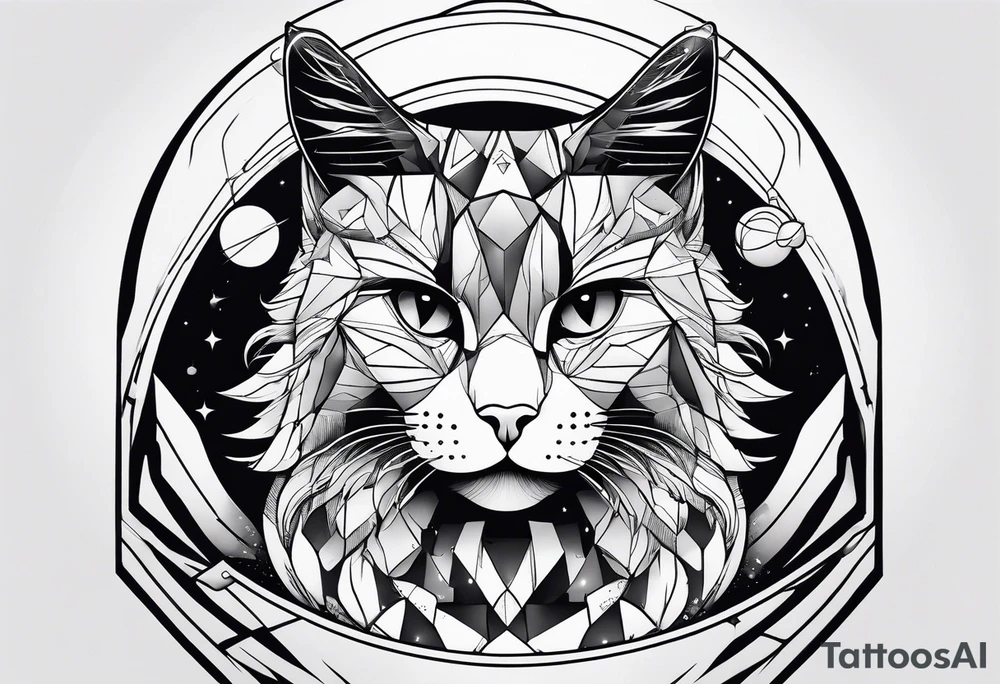 cat, outer space, sleeve tattoo tattoo idea