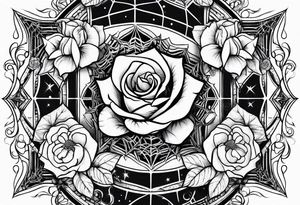 Spider bubbles roses stars tattoo idea