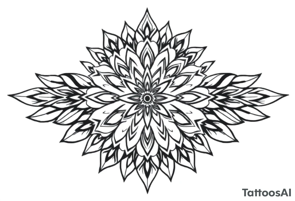 spiritual bold line feather mandala indian tattoo idea