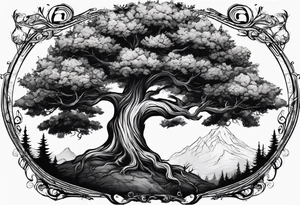 Creepy tree asymmetrical tattoo idea