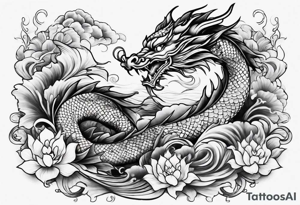 dragon and koi fish tattoo idea
