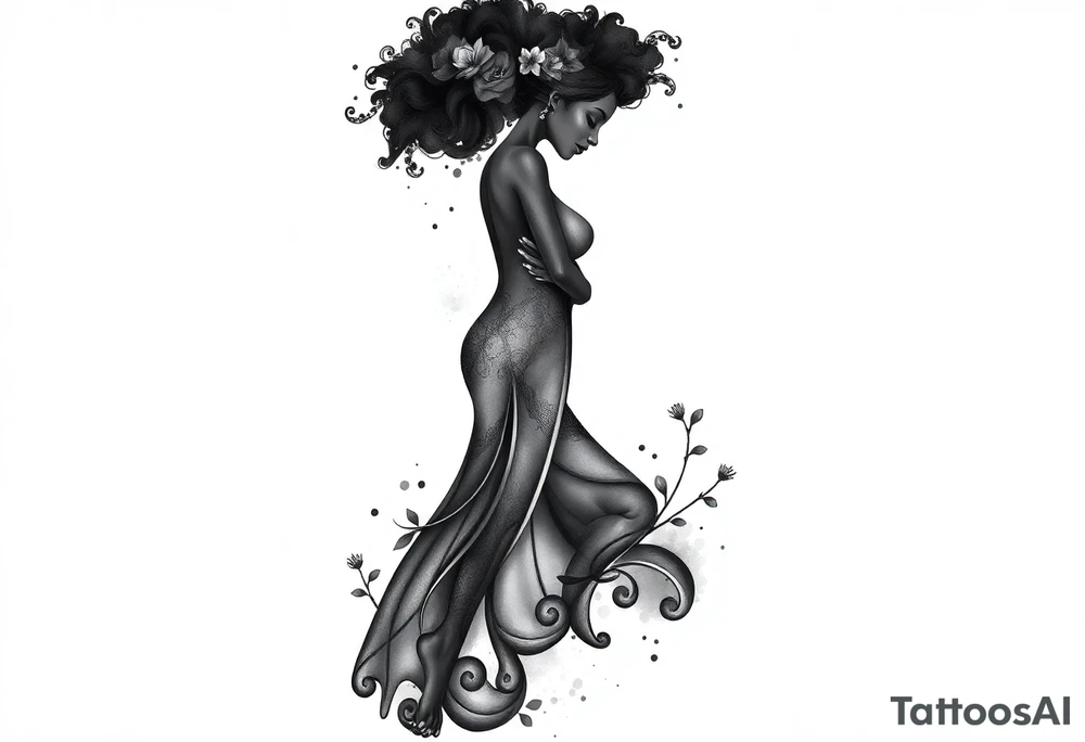 black woman stepping into a stronger, wiser version of yourself tattoo idea