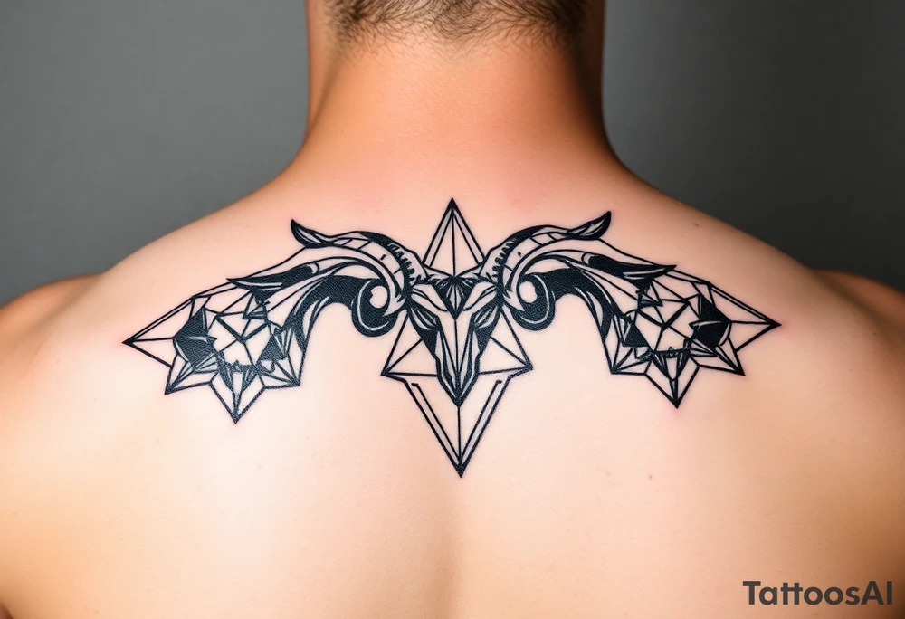 Subliminal geometric aries and taurus combine tattoo idea