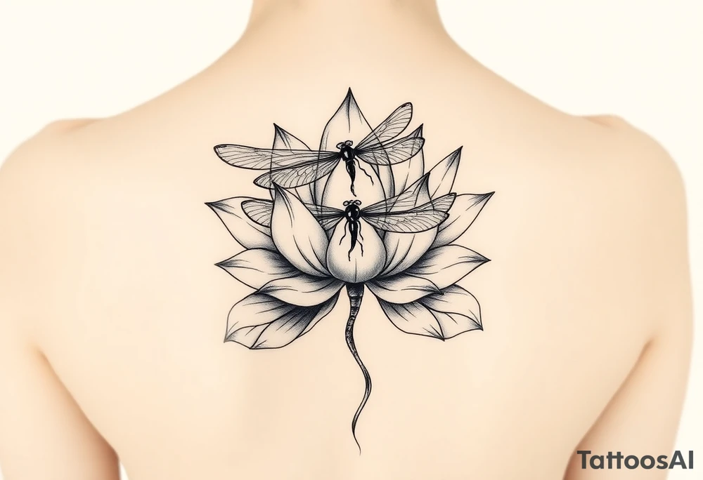 Lotus with dragonfly tattoo idea