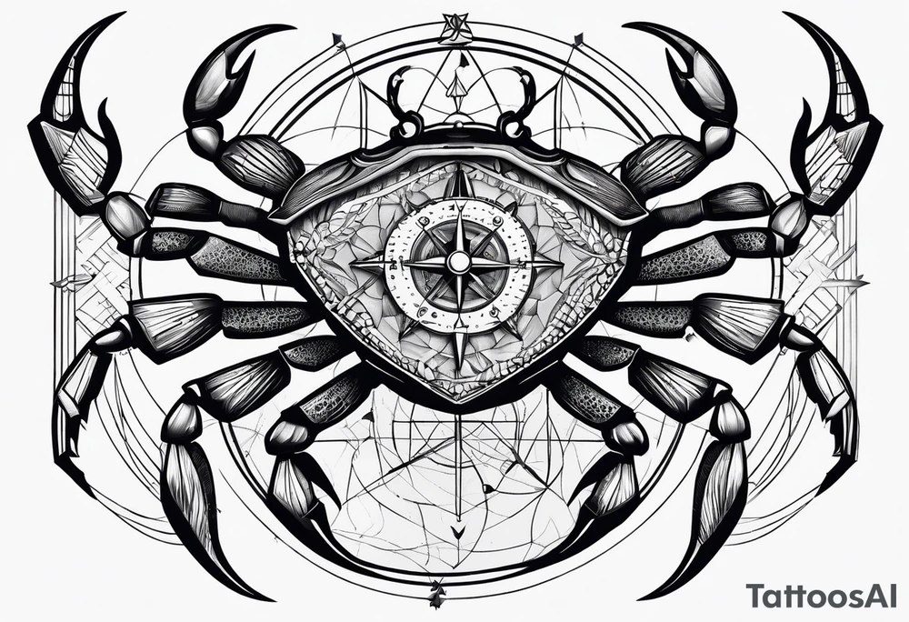 Crab Compass Arrow tattoo idea