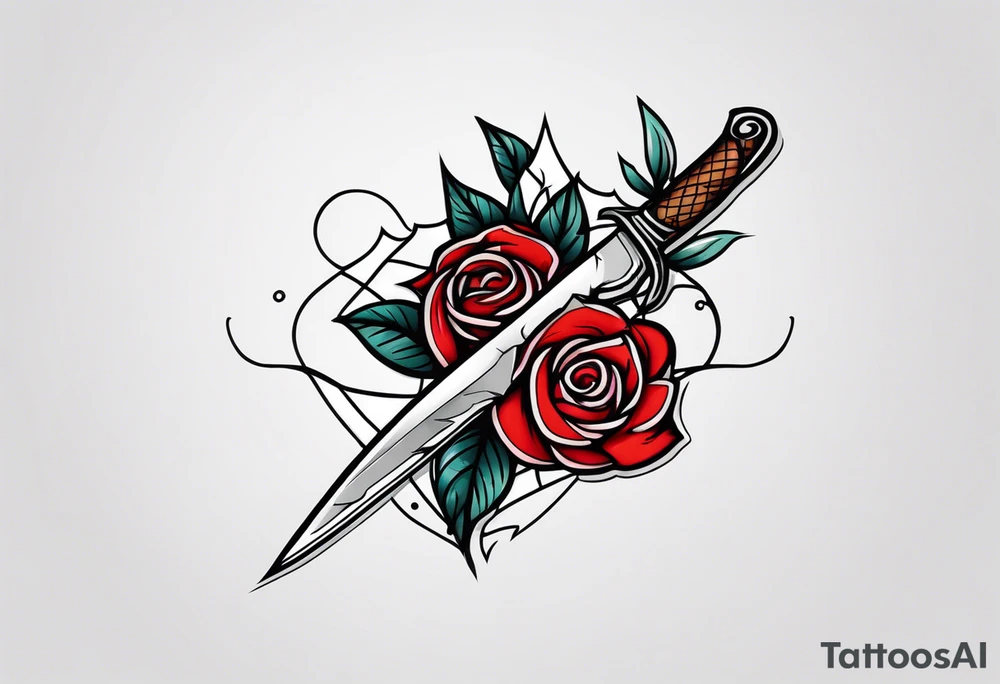 Messer mit Stacheldraht und Rose tattoo idea