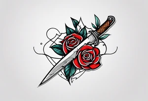 Messer mit Stacheldraht und Rose tattoo idea