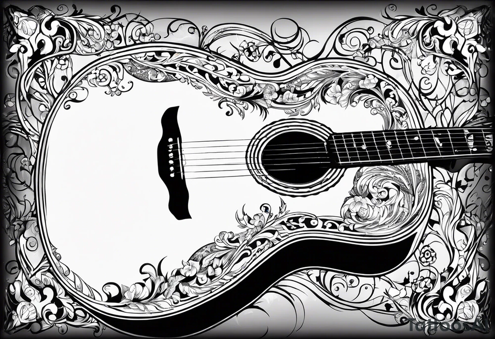 acoustic guitar with the lyrics que me lleven canciones cuando ya me haya muerto tattoo idea