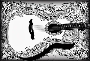 acoustic guitar with the lyrics que me lleven canciones cuando ya me haya muerto tattoo idea