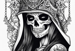 lady skeleton grim reaper satan tattoo idea