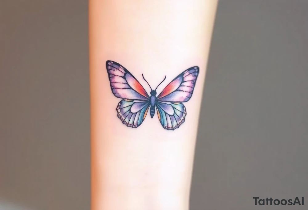 An infinity symbol created from delicate butterfly wings, with shades of purple and gold tattoo idea