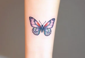 An infinity symbol created from delicate butterfly wings, with shades of purple and gold tattoo idea