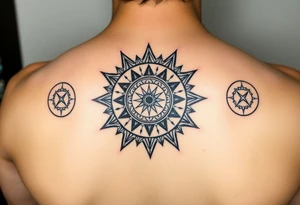 celestial sun and moon with constellation patterns tattoo idea