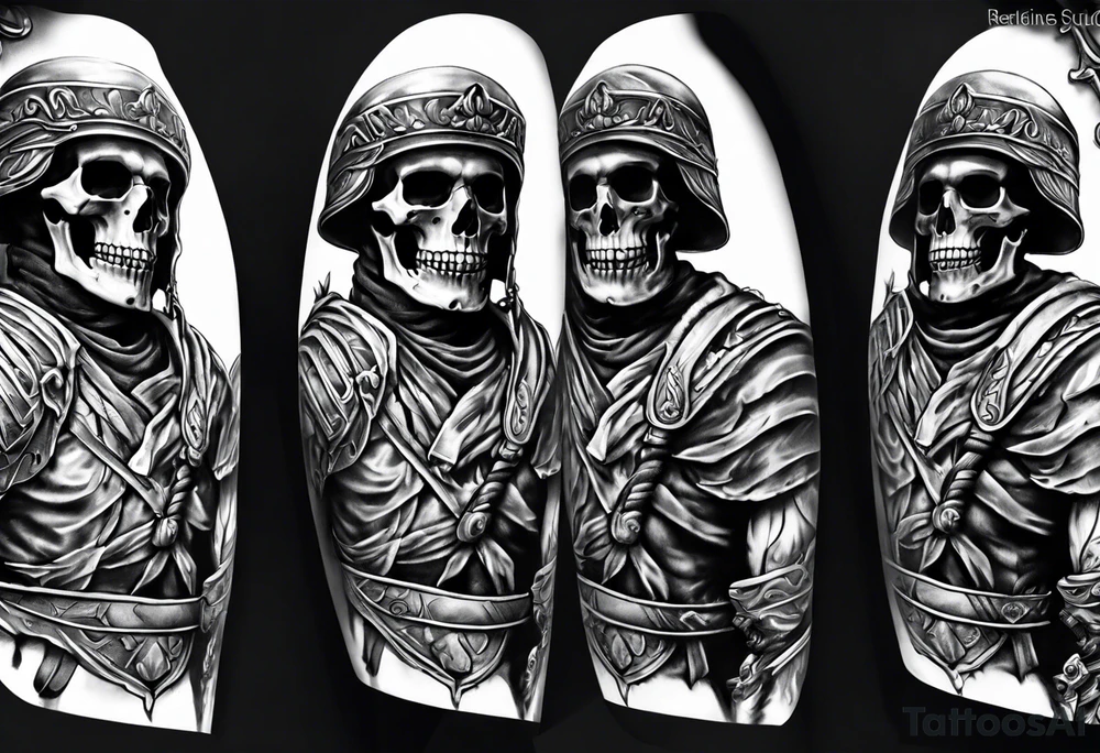 Roman soldier skeleton tattoo idea