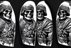 Roman soldier skeleton tattoo idea