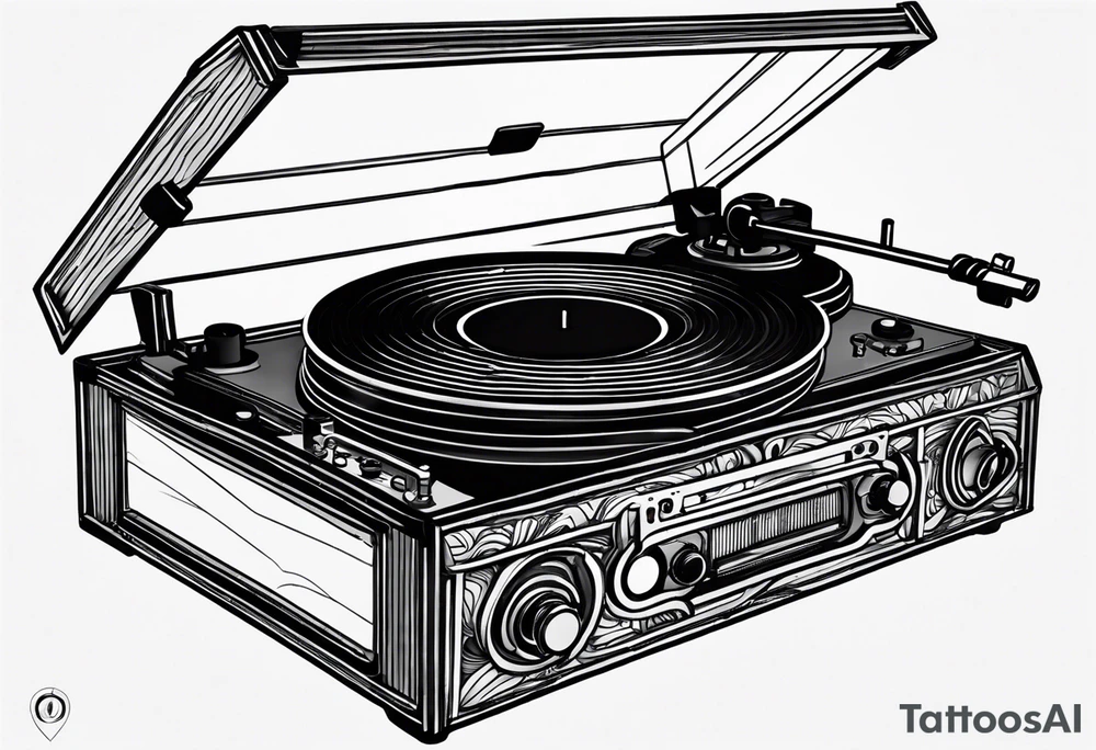 Recordplayer finline art minimalistic 2D tattoo idea