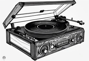 Recordplayer finline art minimalistic 2D tattoo idea