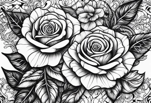 Metallic vines and rose tessellation tattoo idea