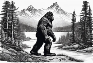 Sasquatch walking tattoo idea