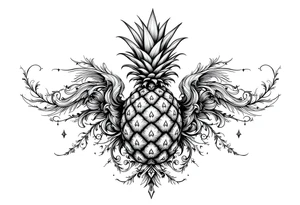 Majestic pineapple, crown, diamonds, vagina, anus tattoo idea
