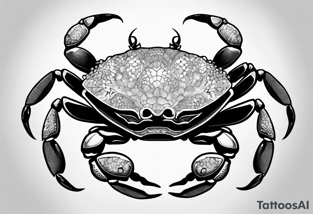 Crabs en blanco en negro con numero 69 tattoo idea