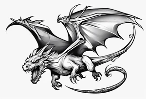 a wyvern flying down towards its rider tattoo idea
