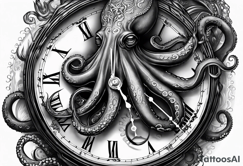 pocket watch wrapped under an aggressive octopus tattoo idea pocket watch wrapped under an aggressive octopus tattoo idea